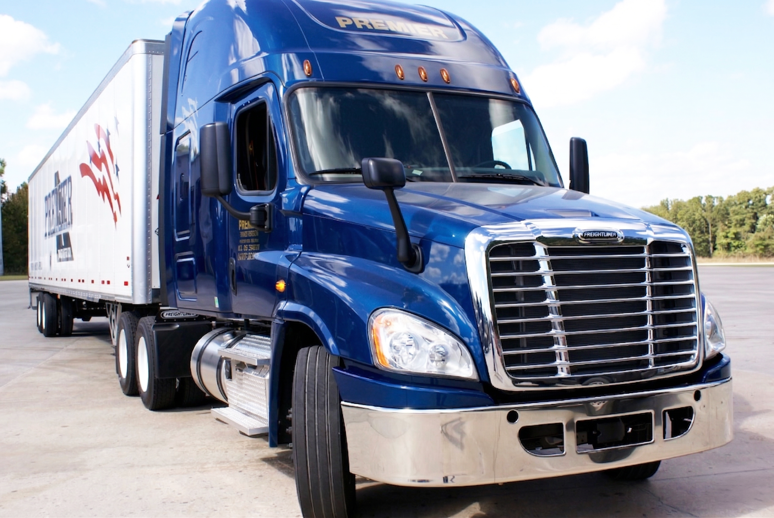 Premier Transportation truck on the road